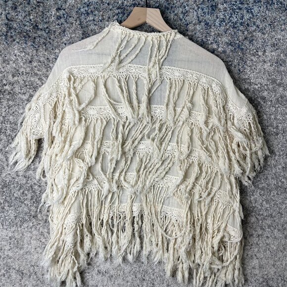 Jens Pirate Booty Sweater Womens Medium Fringe Boho Festival Kimono Cardigan - Picture 9 of 9